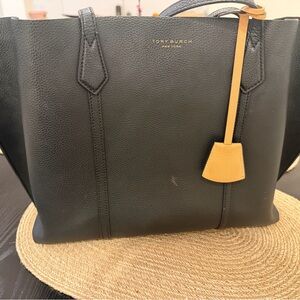 🖤 Tory Burch Black Pebbled Leather Tote Bag